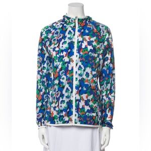 Tory Burch Sport‎ Full Zip Lightweight Jacket small Green Floral Zip, Pockets